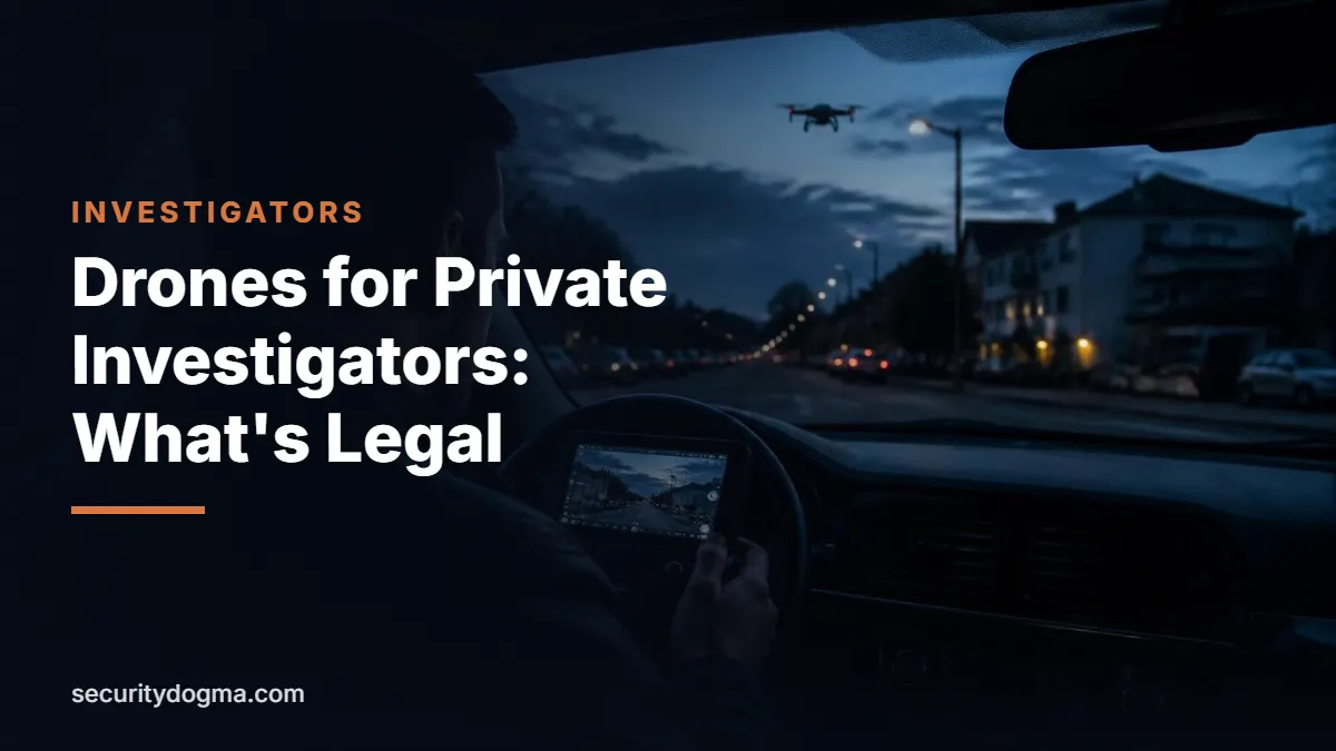 Private investigator in a parked car holding a drone controller at dusk