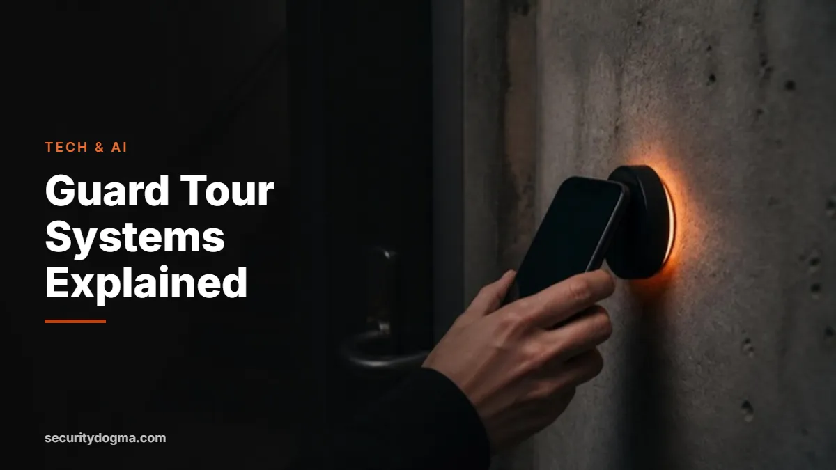 Phone tapping an NFC checkpoint tag beside a stairwell door