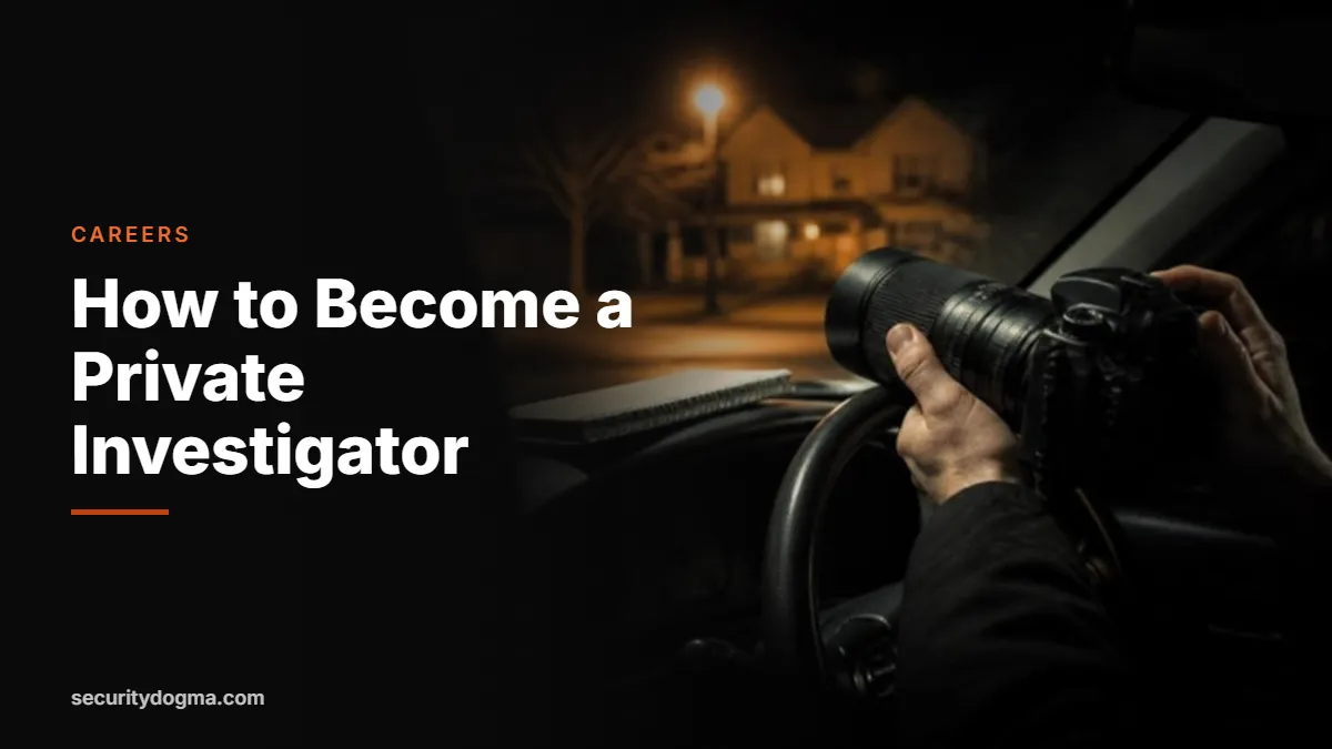 Private investigator photographing from a parked car at night with a telephoto lens