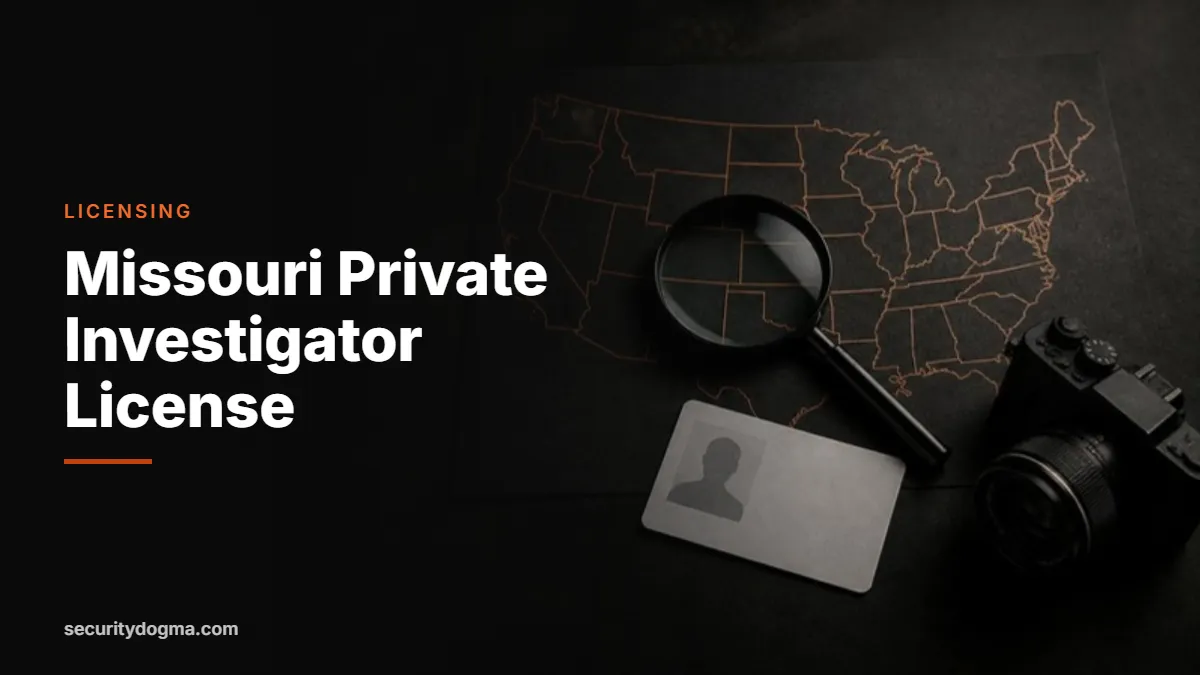 Magnifying glass on a map of the United States for the Missouri private investigator license guide