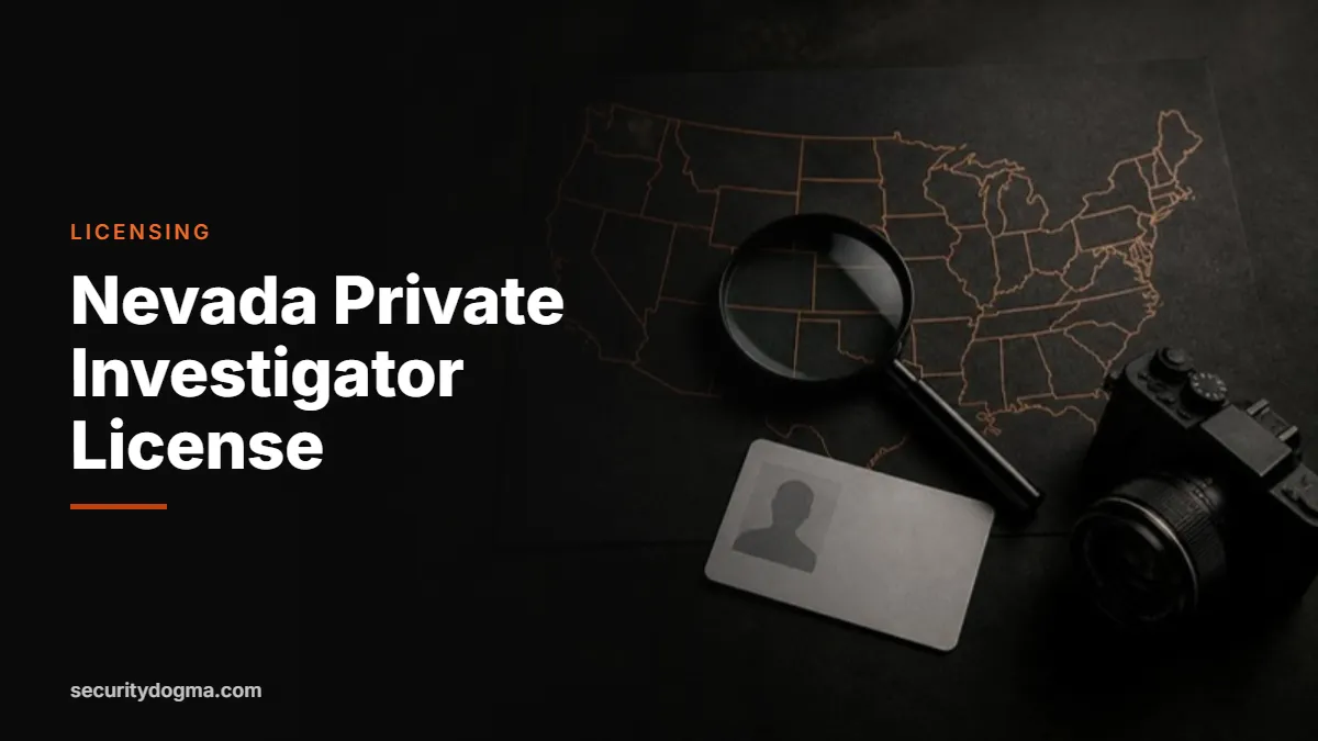 Magnifying glass on a map of the United States for the Nevada private investigator license guide