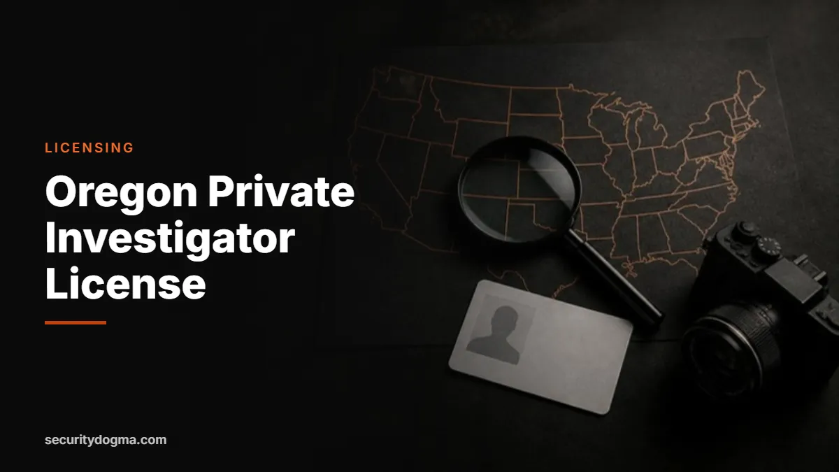 Magnifying glass on a map of the United States for the Oregon private investigator license guide