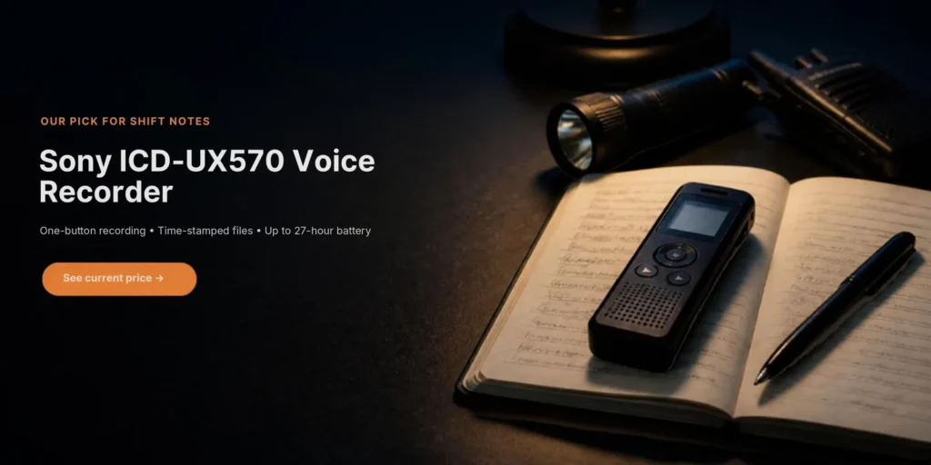 Sony ICD-UX570 voice recorder for security officers shift notes