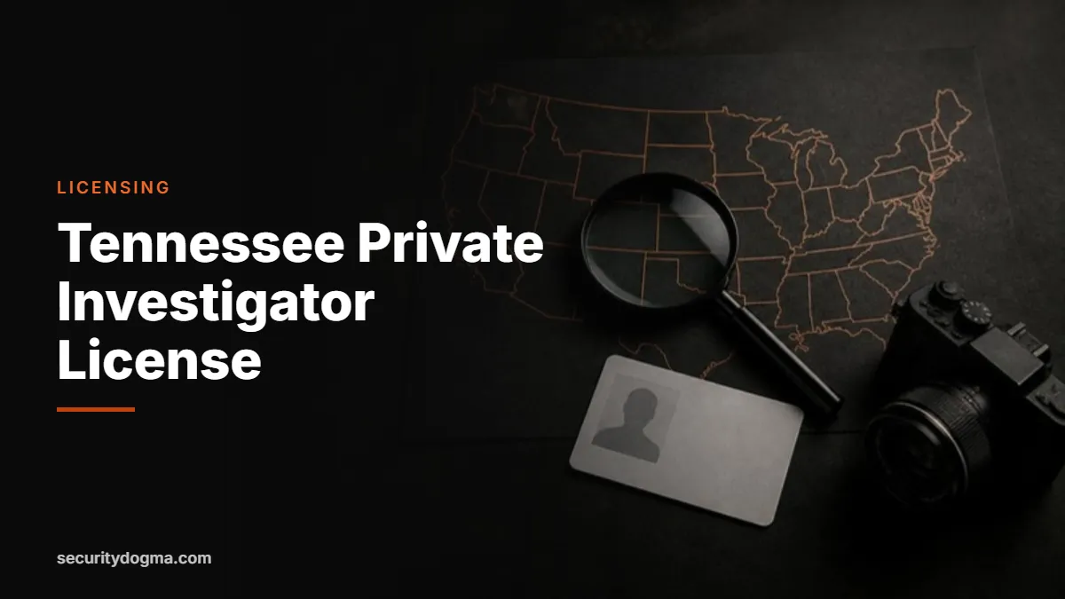 Magnifying glass on a map of the United States for the Tennessee private investigator license guide