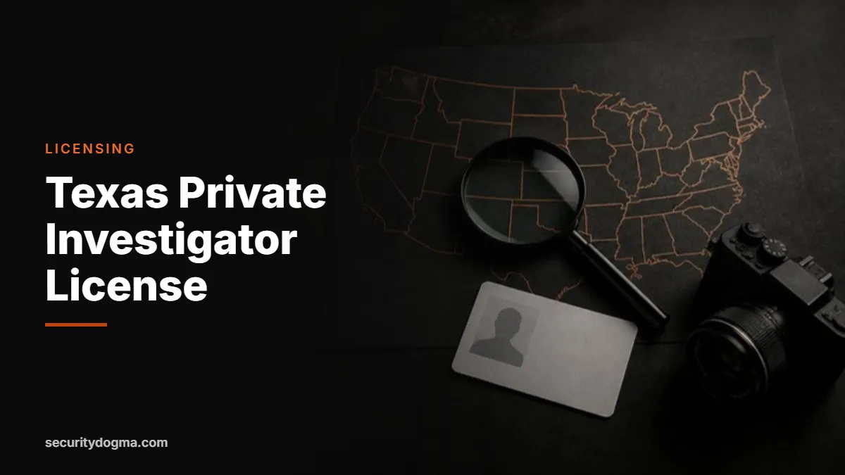 Magnifying glass on a map of the United States for the Texas private investigator license guide