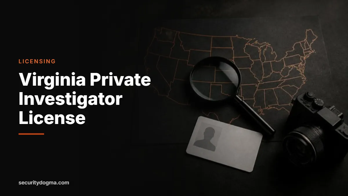 Magnifying glass on a map of the United States for the Virginia private investigator license guide