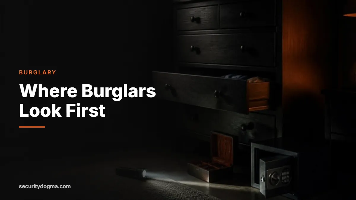 Bedroom dresser with an open drawer and a small safe